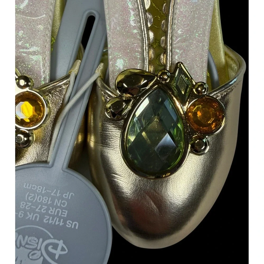 Disney Tiana Princess & the Frog Costume Shoes Dress Up Girls Gem Sparkle 11/12